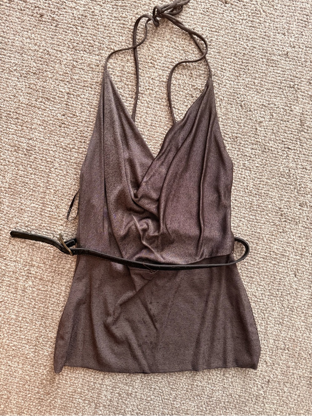 Black Halo Metallic Brown Halter Top size S stained